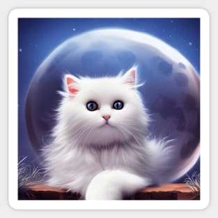 Angora Cat of the Moon Sticker